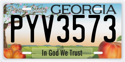 GA license plate PYV3573