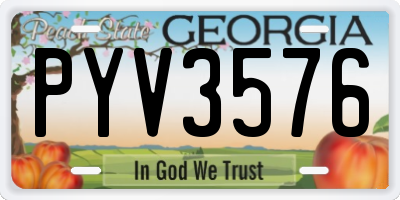 GA license plate PYV3576