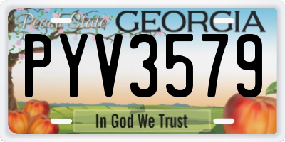 GA license plate PYV3579