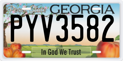 GA license plate PYV3582