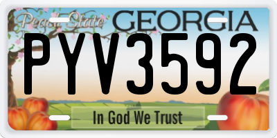 GA license plate PYV3592