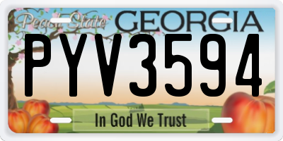 GA license plate PYV3594