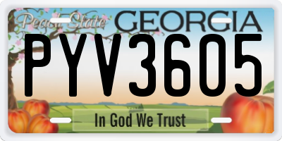 GA license plate PYV3605