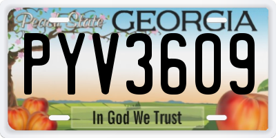 GA license plate PYV3609