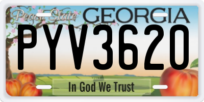 GA license plate PYV3620