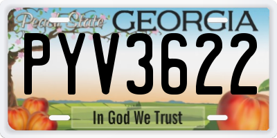 GA license plate PYV3622