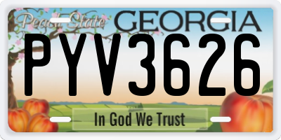 GA license plate PYV3626