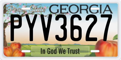 GA license plate PYV3627