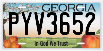 GA license plate PYV3652