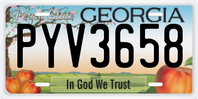GA license plate PYV3658