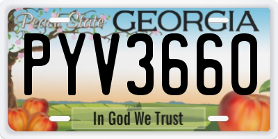 GA license plate PYV3660