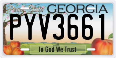 GA license plate PYV3661