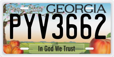 GA license plate PYV3662