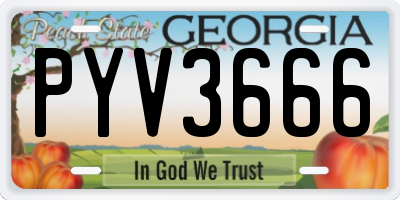 GA license plate PYV3666
