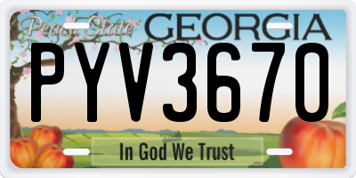GA license plate PYV3670