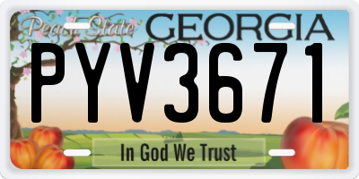 GA license plate PYV3671