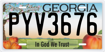 GA license plate PYV3676