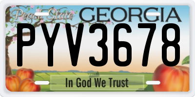 GA license plate PYV3678