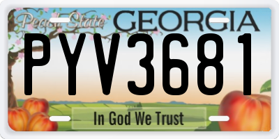 GA license plate PYV3681
