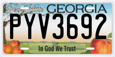 GA license plate PYV3692