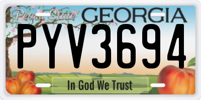 GA license plate PYV3694