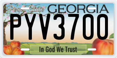 GA license plate PYV3700