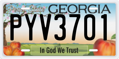 GA license plate PYV3701