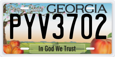 GA license plate PYV3702