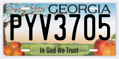 GA license plate PYV3705