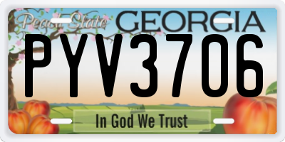 GA license plate PYV3706