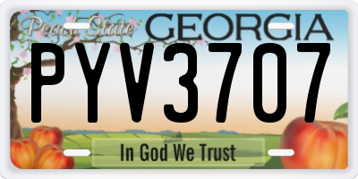 GA license plate PYV3707