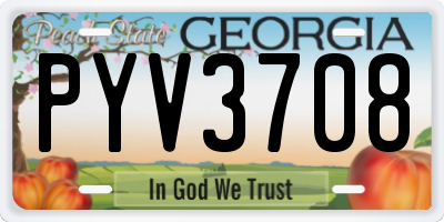 GA license plate PYV3708