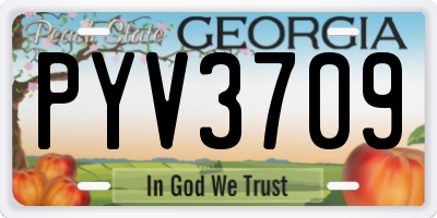 GA license plate PYV3709