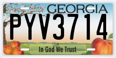 GA license plate PYV3714