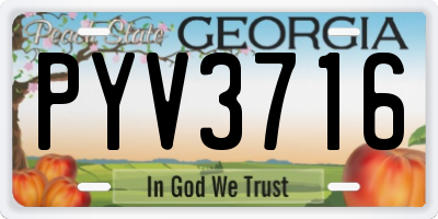GA license plate PYV3716