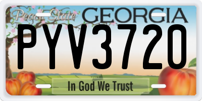 GA license plate PYV3720
