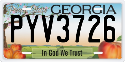 GA license plate PYV3726