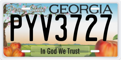 GA license plate PYV3727