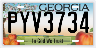 GA license plate PYV3734