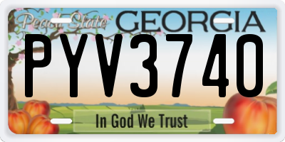 GA license plate PYV3740