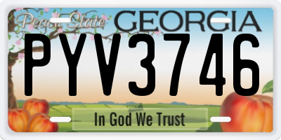 GA license plate PYV3746