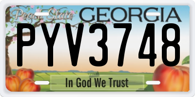 GA license plate PYV3748