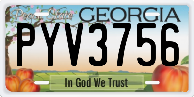 GA license plate PYV3756