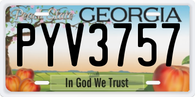 GA license plate PYV3757