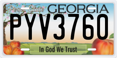GA license plate PYV3760