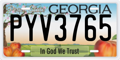 GA license plate PYV3765