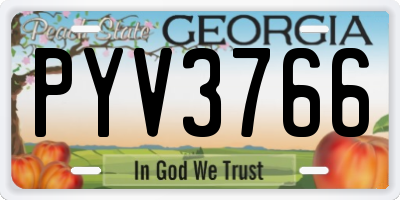 GA license plate PYV3766