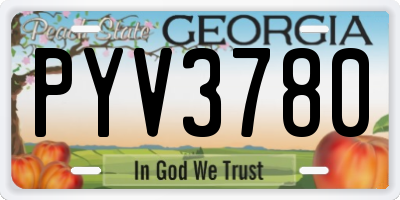 GA license plate PYV3780