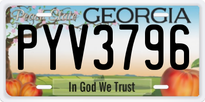 GA license plate PYV3796