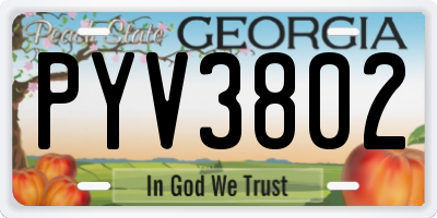 GA license plate PYV3802